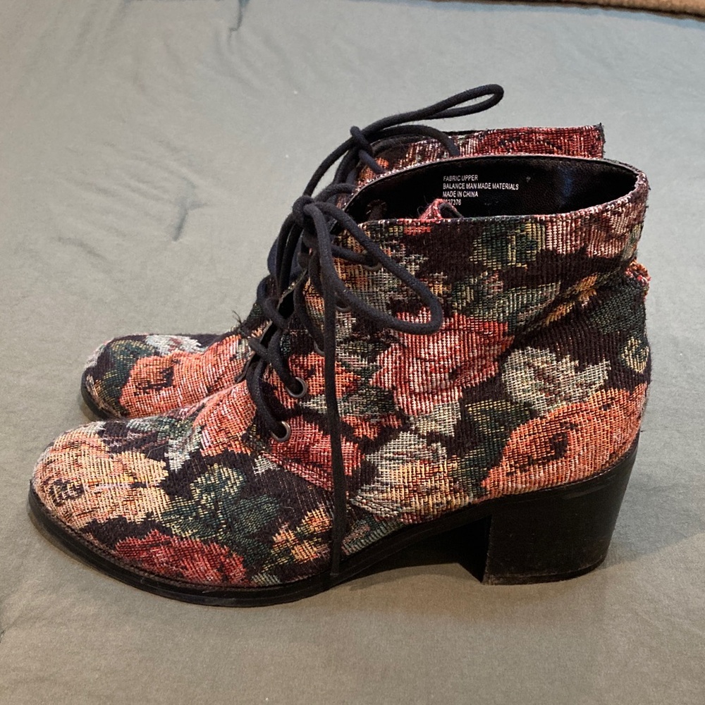 Diba Multicolor Floral Lace Up Boots